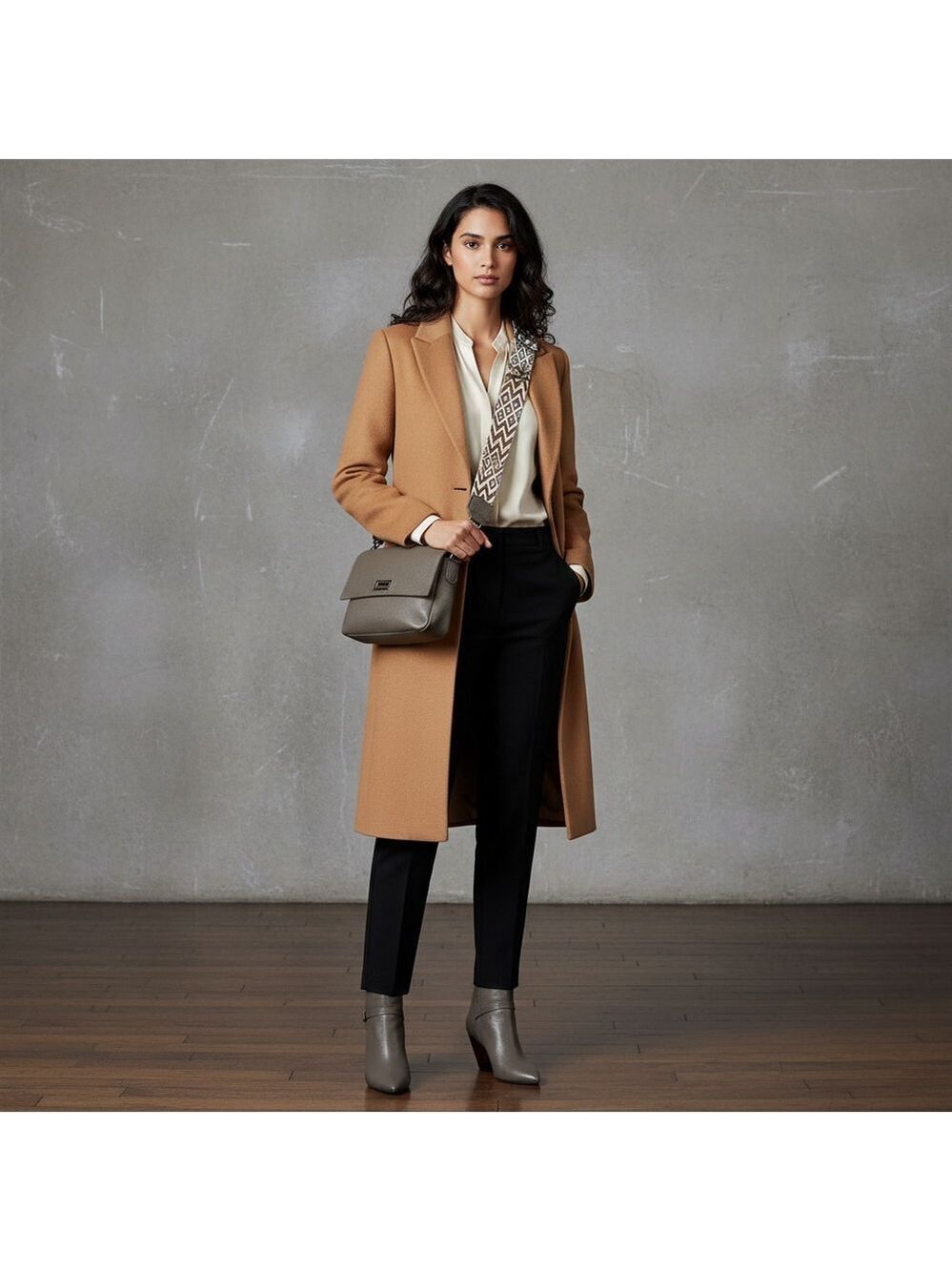 Unbranded Taupe Genuine Leather Crossbody Bag Made in Italy